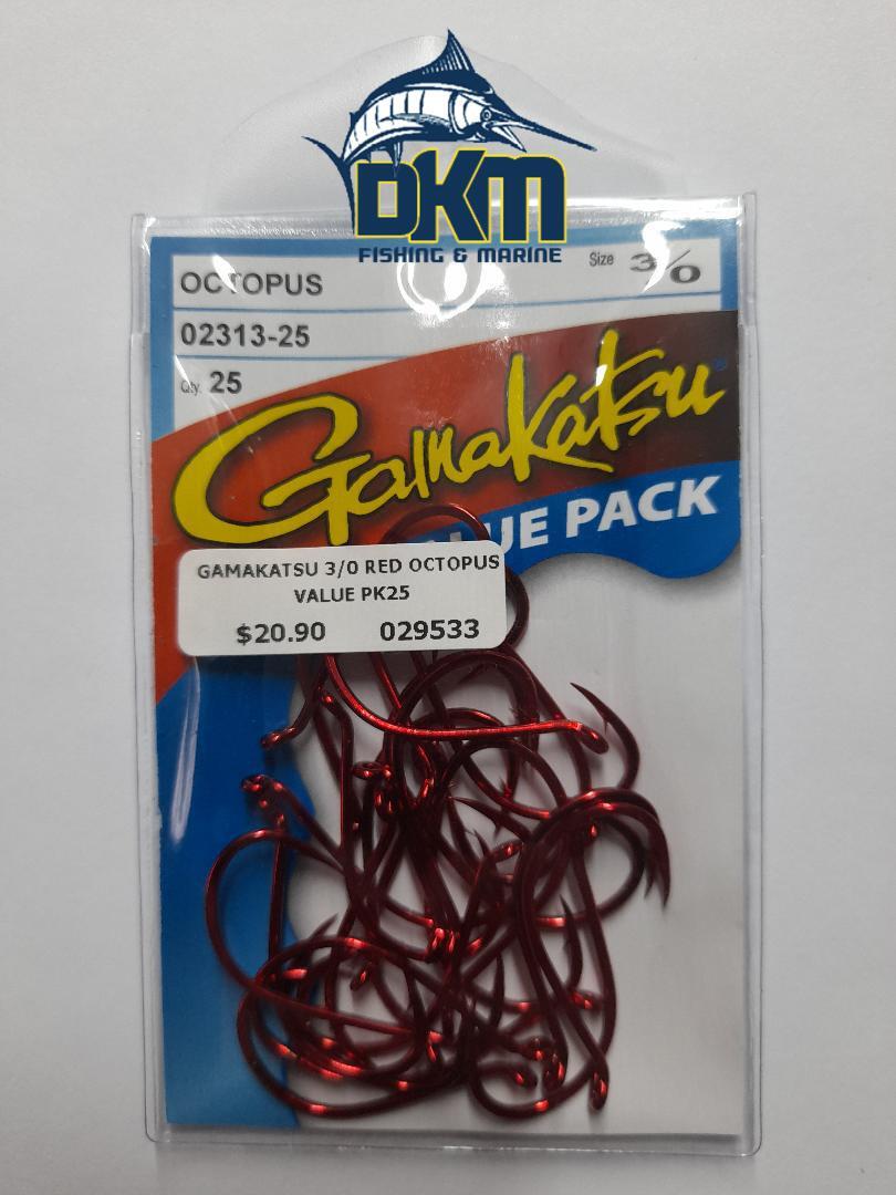 Gamakatsu 3/0 Red Octopus Hooks Value Pack 25