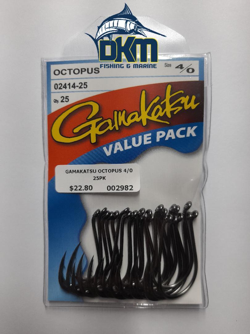 Gamakatsu 4/0 Black Octopus Hooks Value Pack 25