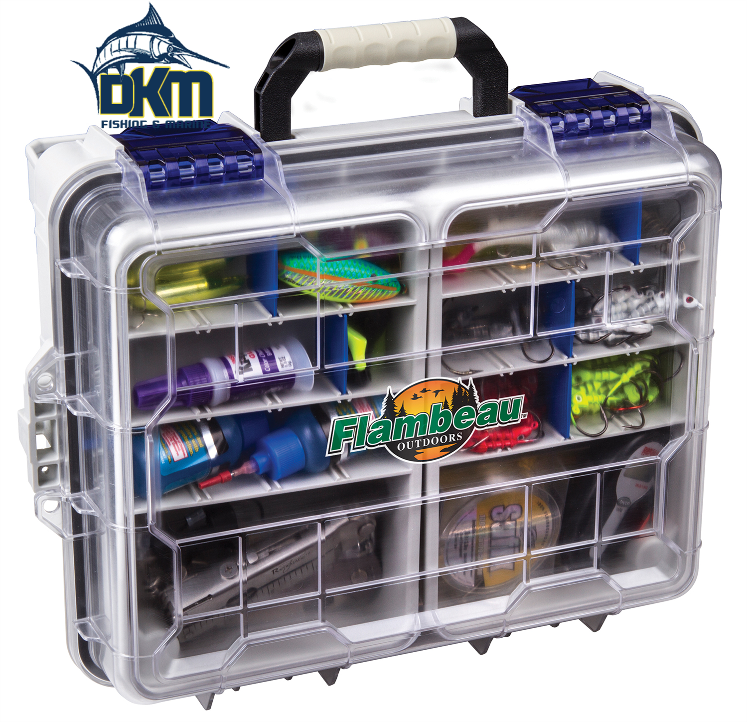 FLAMBEAU FISHING TACKLE WATERPROOF SATCHEL LARGE BASE CAGE & 2 BOXES