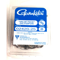 Gamakatsu 10/0 Black Octopus Hooks Value Pack of 25