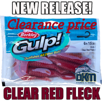 Berkley Gulp 6in 15cm Grub Clear Red Fleck PK4