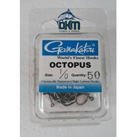 Gamakatsu 1/0 Black Octopus Hooks Pack of 50