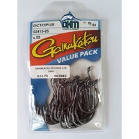 Gamakatsu 5/0 Black Octopus Hooks Value Pack 25