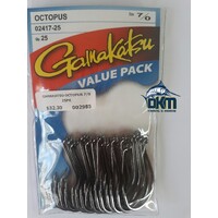 Gamakatsu 7/0 Black Octopus Hooks Value Pack 25.