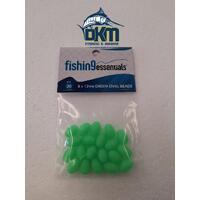 Fishing Essentials Green Oval Beads 8mm x 12mm 20pk RRP $4.00