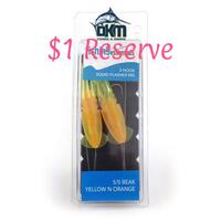 SQUID 2 HOOK YELLOW N ORANGE FLASHER RIG FE559