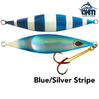 Black Magic Flipper Jig Blue/Lumo Stripe 150gm