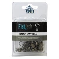 Fishtech 1/0 Snap Swivels (12 per pack) 