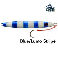 Black Magic Flutter Jig 100gm Blue/Lumo Stripe