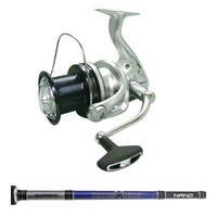 SHIMANO AERLEX 10000XSB REEL +SHADOW X 15' 3PCE SURF 10/15KG