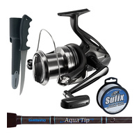 SHIMANO BEASTMASTER 10000XB + AQUATIP 12' 2PCE 10/15KG SURF ROD + CNC LINE + RAPALA  KNIFE