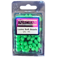 Nacsan Soft Fishing Beads Lumo Green Large 11 x 8 mm Qty 45