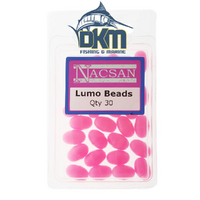 Nacsan Hard Fishing Beads Lumo Pink XL 14 x 9 mm Qty 30