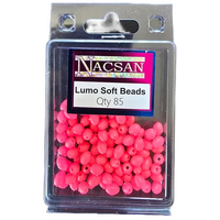 Nacsan Soft Fishing Beads Lumo Pink Small 8 x 6 mm Qty 85