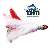 Black Magic Saltwater Chicken Rigged with hook and leader Red & White