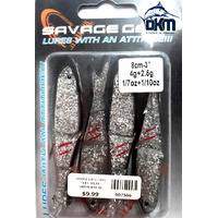 Savage Soft 4Play 8cm 4G Dirty Silver Lure Pk4