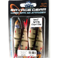 Savage Gear Soft 4Play Swim and Jerk 8cm 4g Perch Lure Pk4