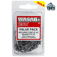 Wasabi Recurve Hooks 6/0 Pack of 45