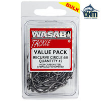 Wasabi Recurve Hooks 6/0 Pack of 45