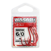 Wasabi Suicide Hooks 6/0 Red pk4